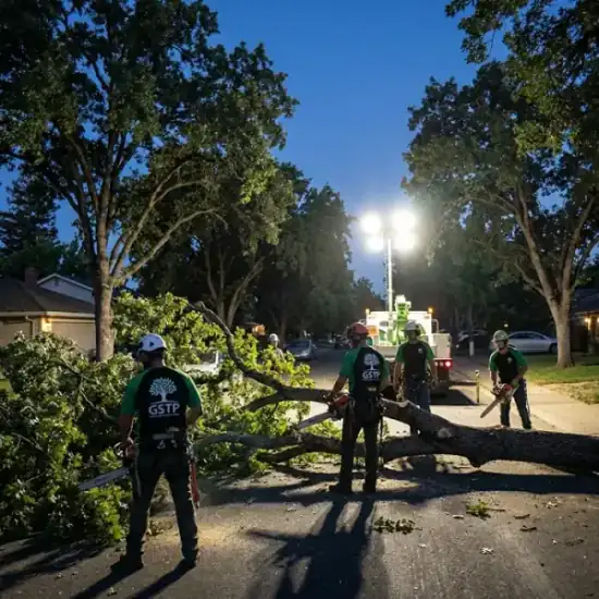 Emergency night tree removal in Mesa after a storm